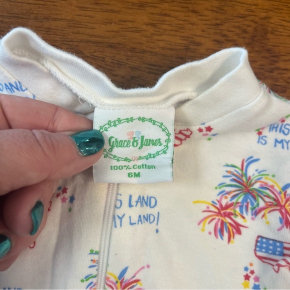 Grace & James This land is my land patriotic 4th of July one piece size 6M - Picture 3 of 7